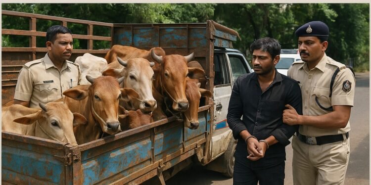 भूम : कत्तलीसाठी गायींची बेकायदेशीर वाहतूक; ४.७५ लाखांचा मुद्देमाल जप्त, दोघांवर गुन्हा दाखल