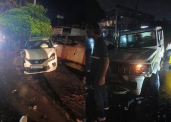 धाराशिव शहरात भीषण अपघात; बोलेरो आणि कारची समोरासमोर धडक, एकाच कुटुंबातील तिघे जखमी