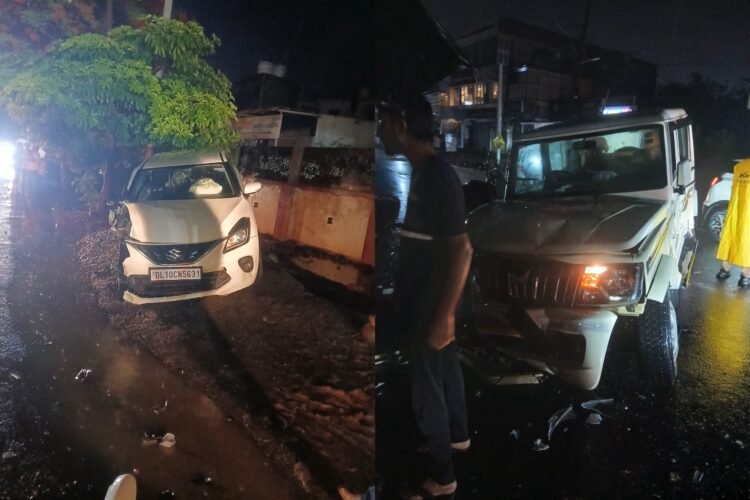 धाराशिव शहरात भीषण अपघात; बोलेरो आणि कारची समोरासमोर धडक, एकाच कुटुंबातील तिघे जखमी