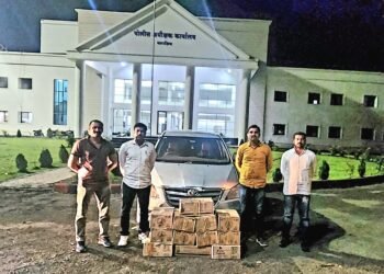 इलोव्हा कारमधून विदेशी दारूची चोरटी वाहतूक; स्थानिक गुन्हे शाखेची येडशीत कारवाई, ६ लाखांचा मुद्देमाल जप्त