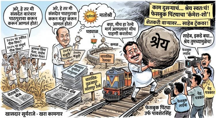 फेसबुक पिंट्या उर्फ पावशेरसिंहाचा नवा स्टंट! ‘काम दुसऱ्याचं… आणि श्रेय स्वतःचं’, रेल्वे ट्रॅकवर साहेबांचा ‘कॅमेरा-शो’!