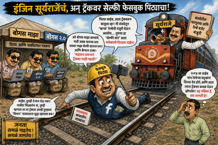 रेल्वेचा पाठपुरावा सूर्यराजेंचा, अन् ट्रॅकवर ‘सेल्फी’ फेसबुक पिंट्याचा! ‘बोरूबहाद्दरां’चे साहेबांना खुले आव्हान!